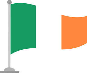 Ireland, flag, country, national, symbol, wind, waving, patriotism, nation, banner, isolated, europe, 3d, pin, icon, emblem, culture, illustration, pole, republic, white, vector, design, label