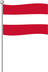 austria, flag, europe, austrian, country, national, symbol, banner, waving, nation, sign, 3d, wind, patriotism, icon, illustration, pin, red, wave, design, world, ribbon, republic, state, vector