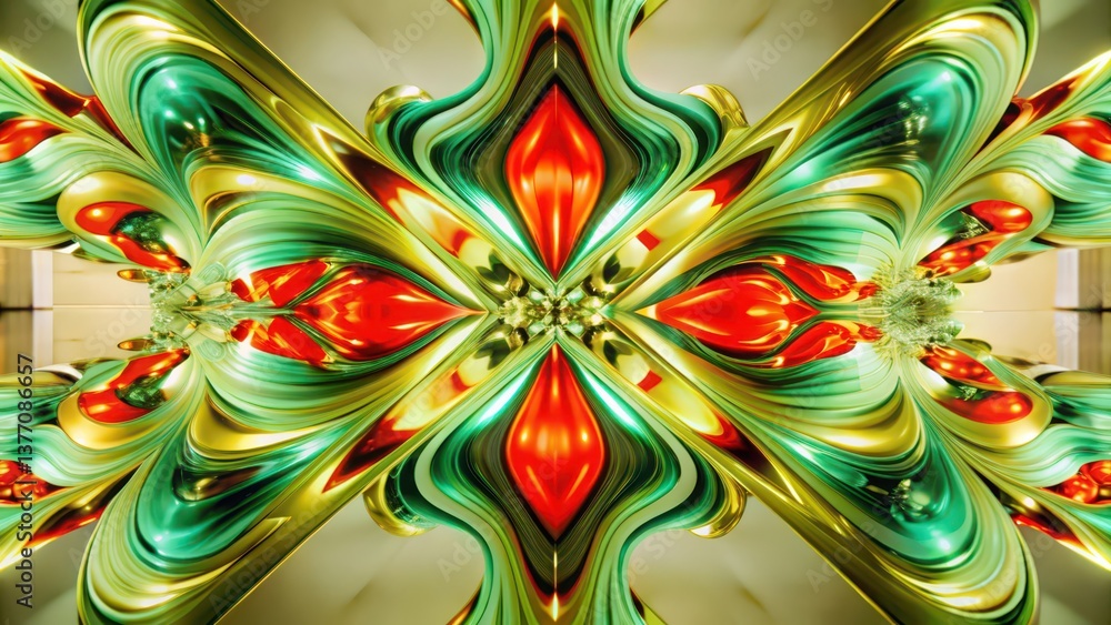 Canvas Prints abstract green and red swirl pattern