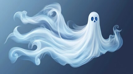 Smoky ghost floats, Halloween backdrop, digital art, design element