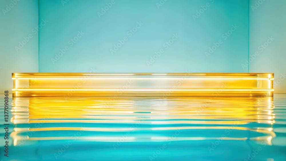 Aufkleber abstract golden rectangular light form on teal background