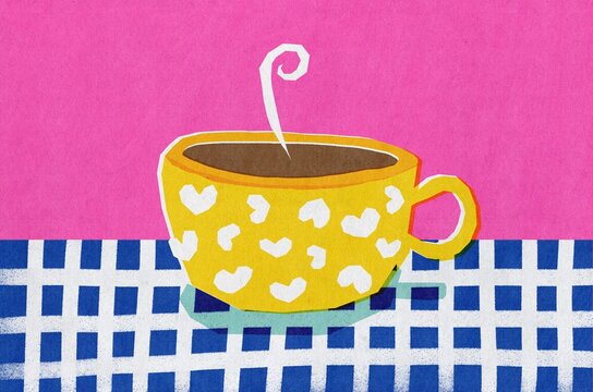 Coffee Cup with Heart Pattern. Love concept.