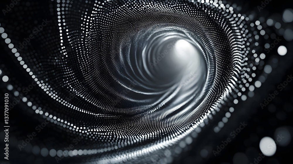 Poster a striking spiral shape set against a black background creating a dramatic contrast and captivating 