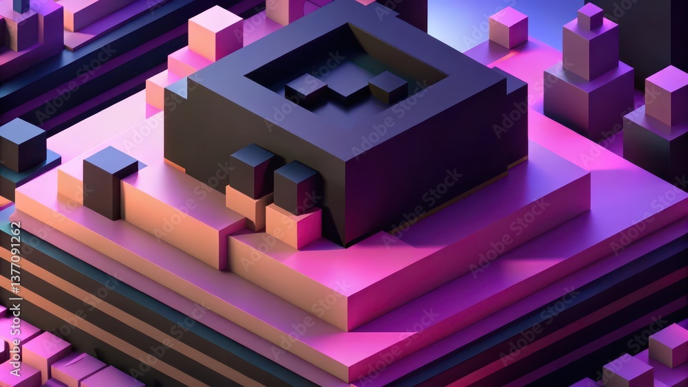 Poster abstract geometric background with cubes and layers