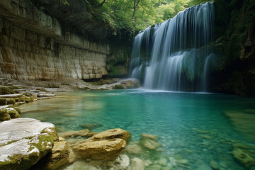 Crystal Clear Waterfall in a Hidden Natural Pool
