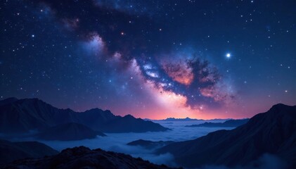 Celestial canvas with twinkling stars on dark velvet expanse, dark blue, galaxy, celestial