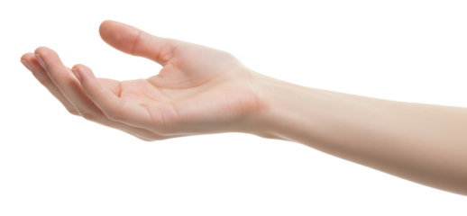 優しく開かれた女性の手