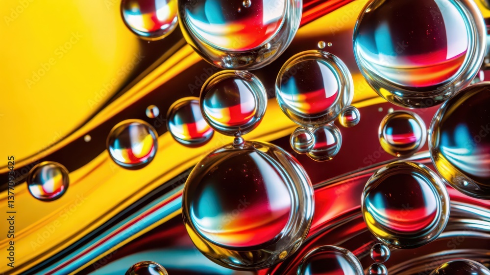 Aufkleber abstract background with colorful spheres and fluid dynamics