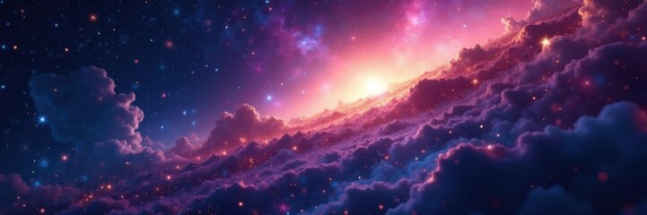 Celestial vastness with twinkling stars and galaxies , night sky, universe