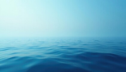 Misty marine horizon; glassy, still ocean surface, soft blue tones , weather, hue, mist