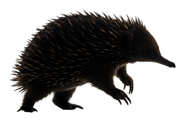 ハリネズミシルエット 横向き歩く影絵