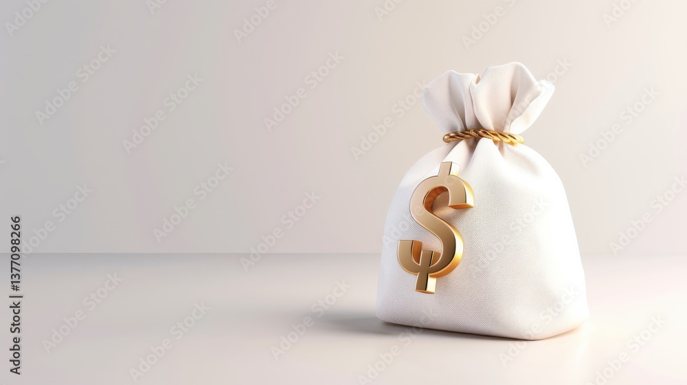 Poster high-quality isolated image of a money bag in a minimalist setting for financial concepts