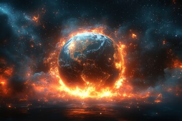 Obraz premium Explosive Earth in Space Time Bomb Countdown