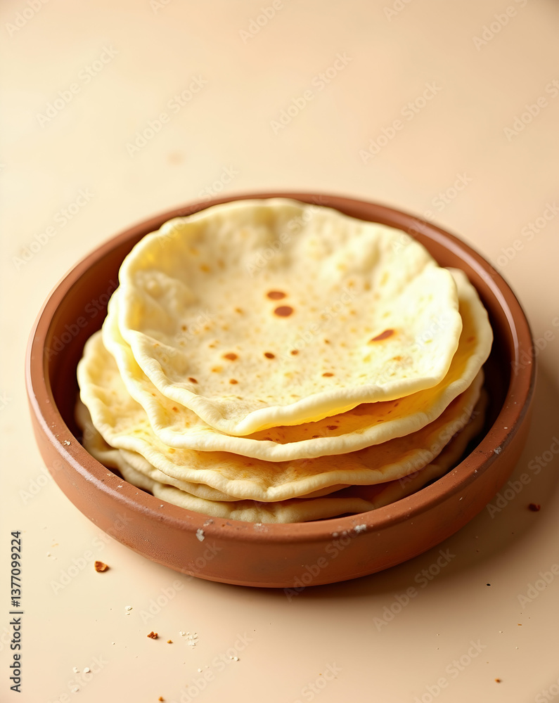 Aufkleber delightful stack of freshly made soft tortillas in a rustic bowl, capturing the warmth and simplicit