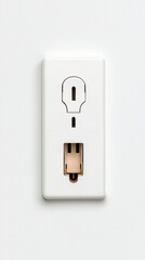 A minimalistic electrical wall outlet with one USB port and a traditional socket, designed for modern convenience.
