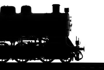 力強く走る蒸気機関車シルエット