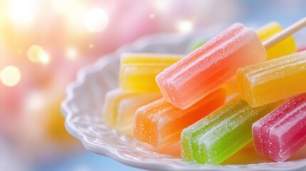 Colorful Fruity Candies on Plate