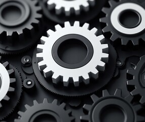 Interconnected Gears Machinery Illustration