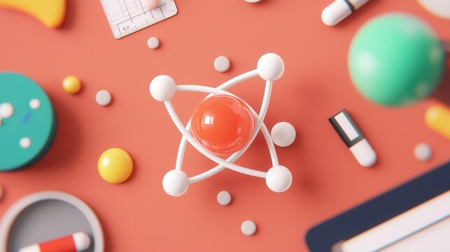 Abstract atomic structure line work digital art gigapixel resolution scientific concept vibrant background