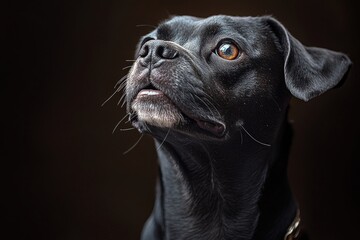 Obraz premium Dog Singing into Vintage Microphone with Studio Lighting on White Background