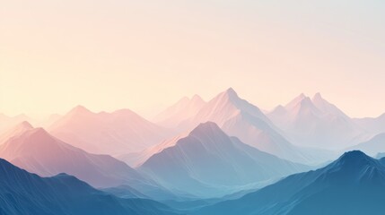 Fototapeta premium Serene, pastel-hued mountain range at dawn