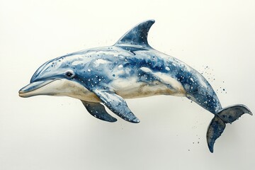 Fototapeta premium bottlenose dolphin jumping isolated on white background hyper-realistic painting