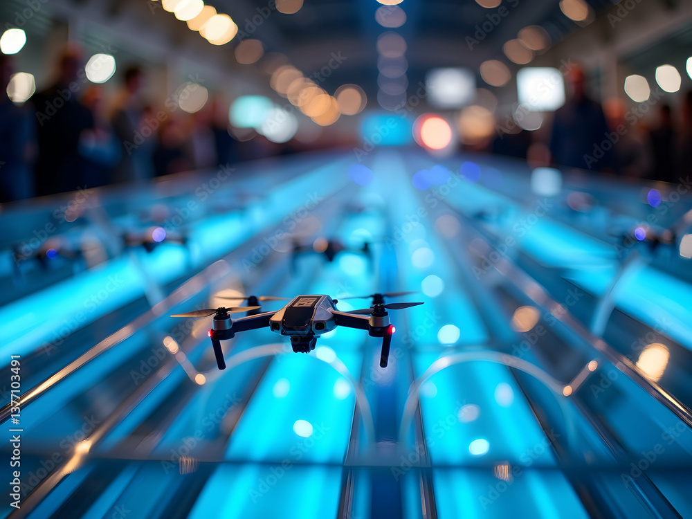 Poster drones on display, a high-resolution stock photo showcasing cutting-edge technology and innovation w