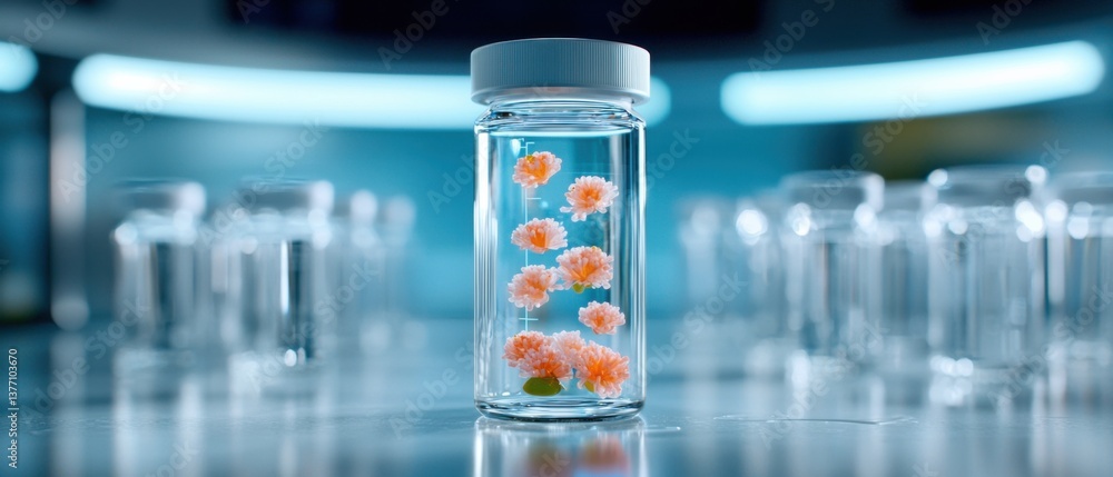 Aufkleber a laboratory setting with an array of transparent test tubes and beakers filled with a variety of co