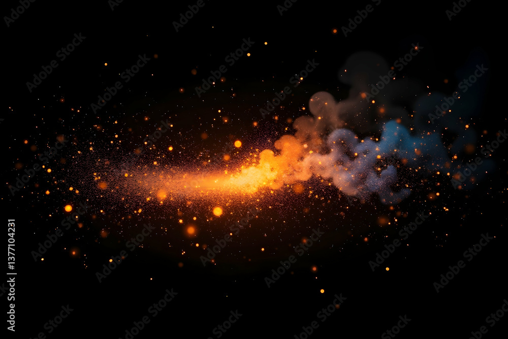 Poster dynamic fire sparks in flight, a high-resolution visual depiction of ember trails and abstract energ