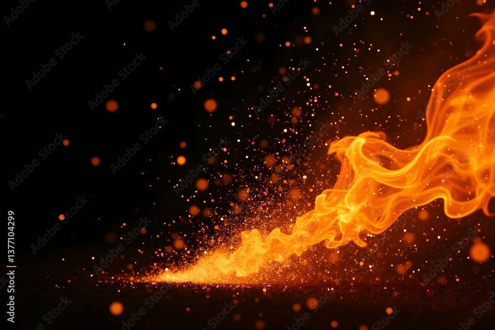 Aufkleber dynamic high speed shot of luminous orange streams and particles, creating a sense of heat and energ