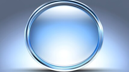 Blue chrome circle button interface design element on gradient background