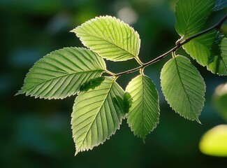 Fresh green leaves bathed in sunlight