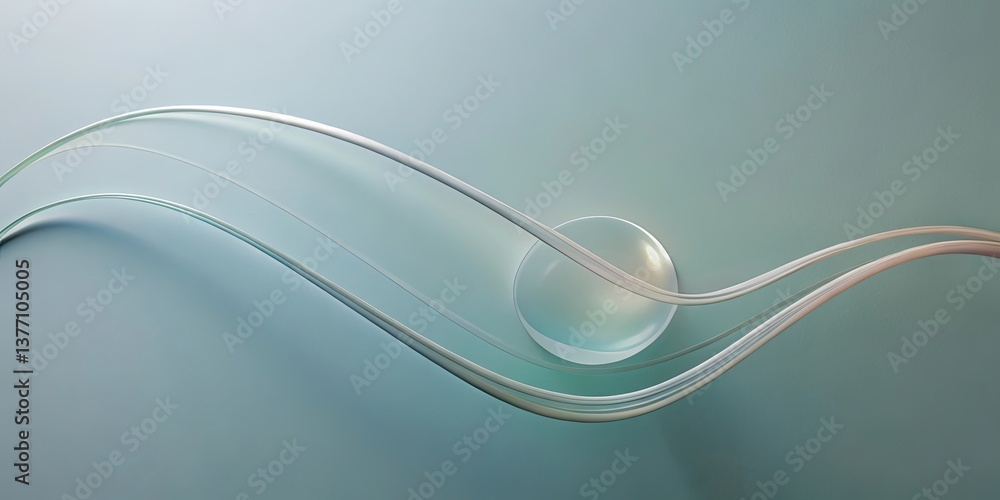 Poster abstract background with translucent tubes and orb