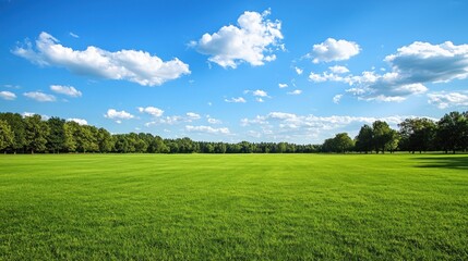 Serene Green Meadow under a Blue Sky