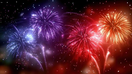 Fototapeta premium Colorful Fireworks Explosion in the Night Sky