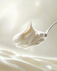 Creamy Spoon of Whipped Topping Against a Soft Background