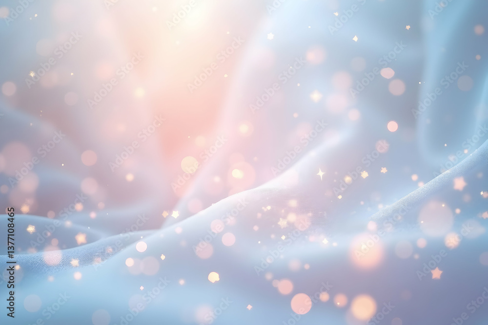 Poster elegant ethereal maternity backdrop showcasing a luminous celestial veil with delicate bokeh lights 