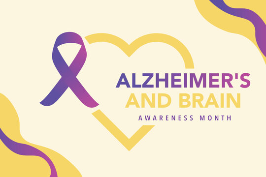 Alzheimer's And Brain awareness Month June. Template for background, banner, card, poster with text inscription. Vector illustration.