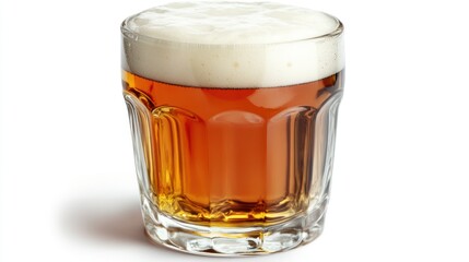 Frothy beer glass, studio shot, white background, beverage advertising