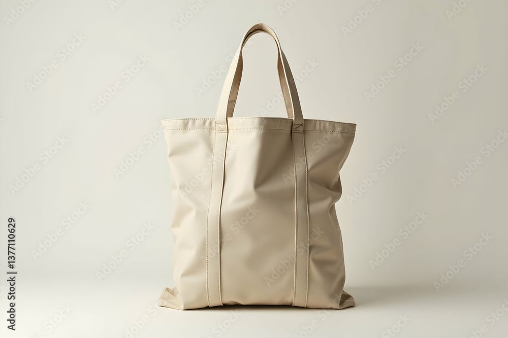 Poster elegant off-white tote bag displaying minimalistic design and spacious interior, perfect for daily u