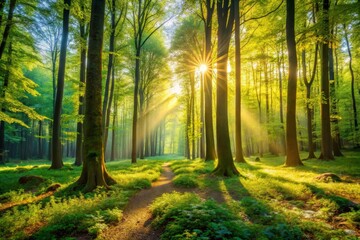 Naklejka premium Sunlit Forest Path