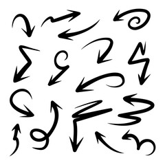 Creative collection of isolated arrow elements on white background