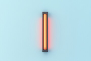 Fototapeta premium A minimalist light fixture emits warm colors against a soft blue background, creating a serene and modern ambiance.