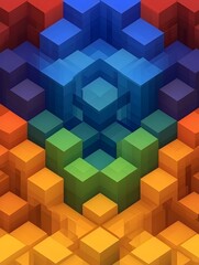 Obraz premium Abstract colorful 3D cube pattern. Geometric background with vibrant hues. Ideal for modern design projects.