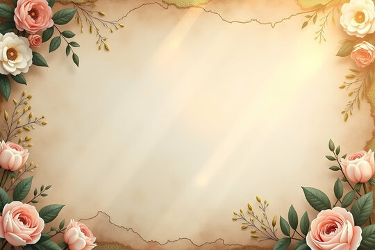 Elegant vintage inspired backdrop with floral decoration ideal for prewedding photoshoots offering a warm and inviting atmosphere with artistic touch