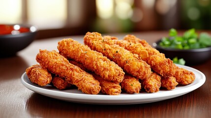 Crispy Fried Chicken Tenders on a Plate