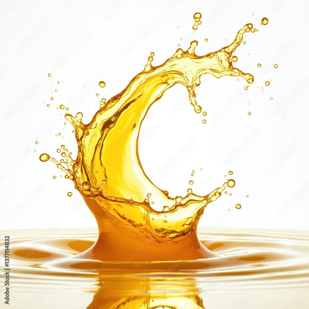 Poster dynamic illustration vibrant yellow liquid splashing. splashing liquid motion creates dynamic wave p