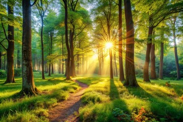Fototapeta premium Sunlit Forest Path