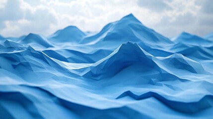 Fototapeta premium Dynamic Blue Ocean Waves Coastal Landscape 3D Render Atmospheric View Abstract Water Concept for Visual Impact