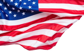 Obraz premium american flag waving in the wind on a gray background